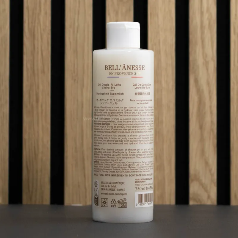 🌿 Gel Douche Lait d'Ânesse Bio et Monoï - Nettoyage Doux et Hydratant