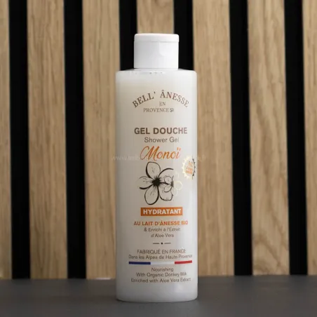 Gel douche lait d'ânesse bio et Monoi par Bell'ânesse en Provence