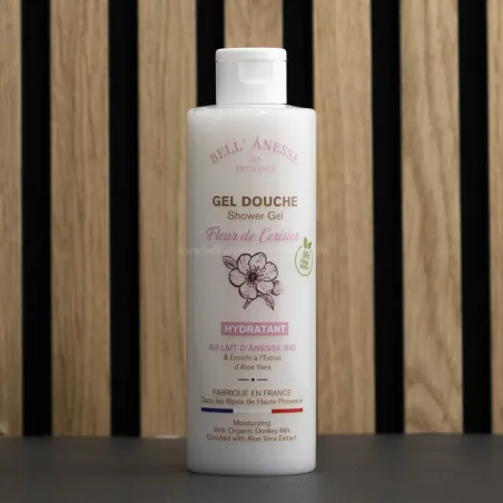 Gel douche lait d'ânesse bio et Fleur de cerisier par Bell'ânesse en Provence