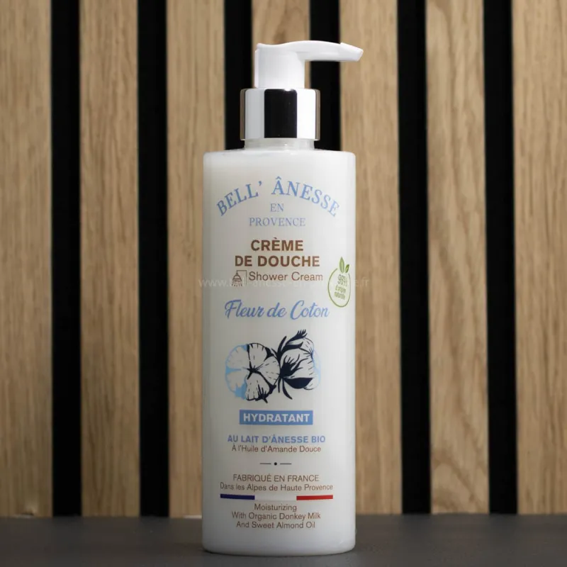 Crème de douche au Lait d'Anesse Bio 400ml "FLEUR DE COTON" par Bell'ânesse en Provence