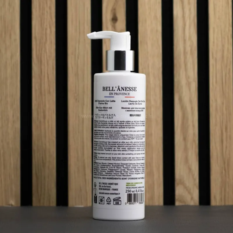 lait après solaire au lait d'ânesse bio par bell'ânesse en Provence