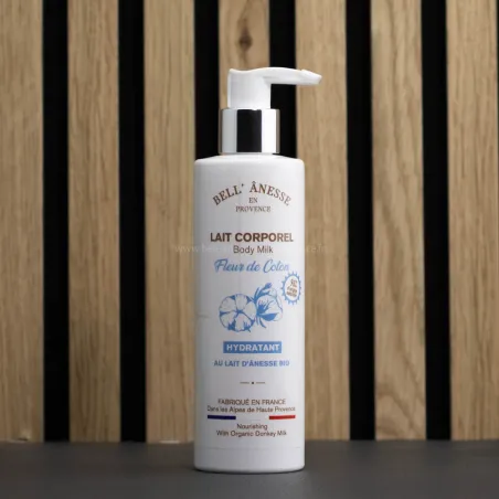 Lait corporel au lait d'ânesse et fleur de coton par Bell Ânesse en Provence