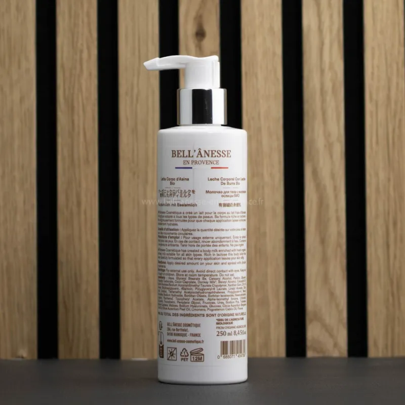 Lait corporel au lait d'ânesse et fleur de coton par Bell Ânesse en Provence