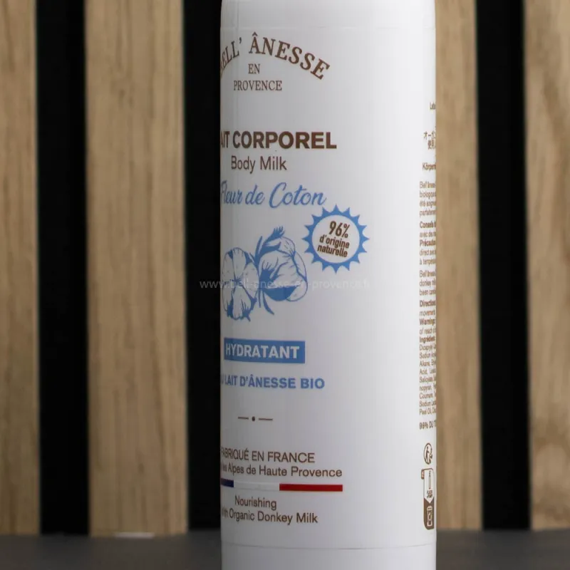 Lait corporel au lait d'ânesse et fleur de coton par Bell Ânesse en Provence