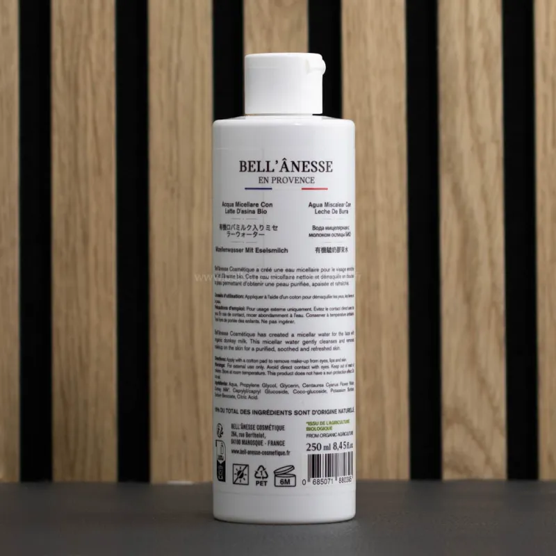 Eau micellaire au Lait d'Anesse Bio 400ml par Bell'ânesse en Provence