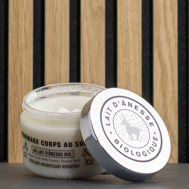 Gommage sucre et lait d'ânesse par Bell'ânesse en Provence
