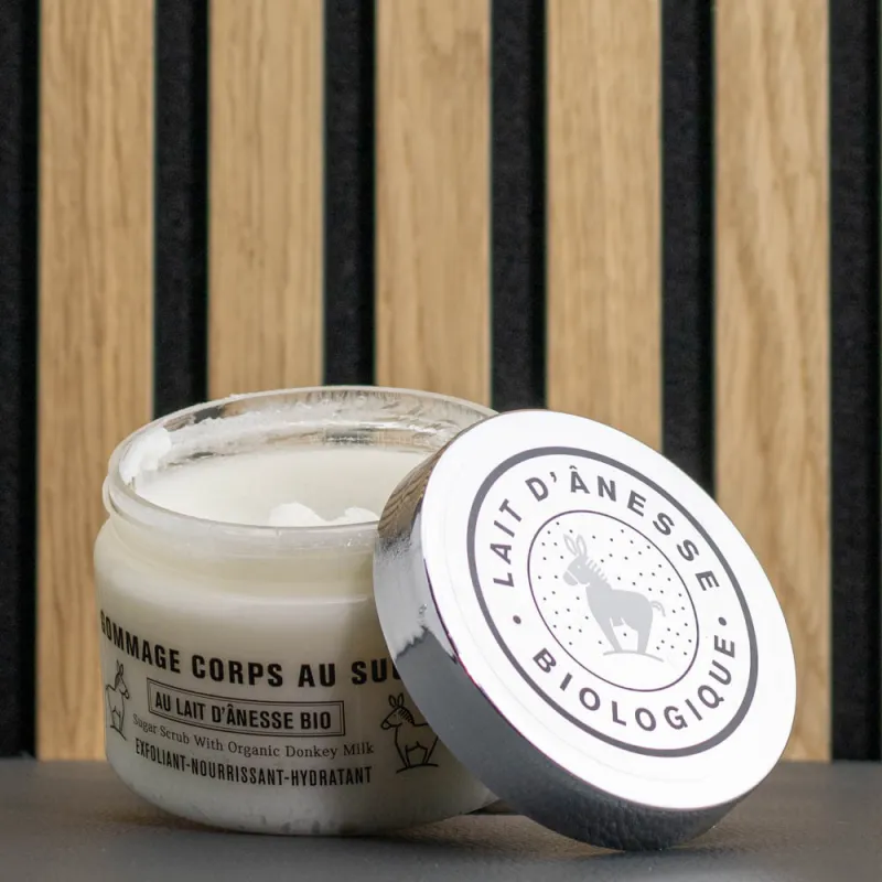 Gommage sucre et lait d'ânesse par Bell'ânesse en Provence