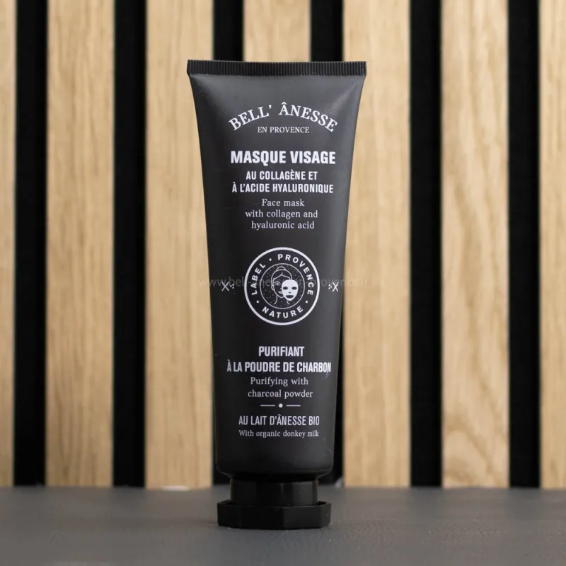Masque visage au lait d'ânesse bio et poudre de charbon par bell'ânesse en Provence