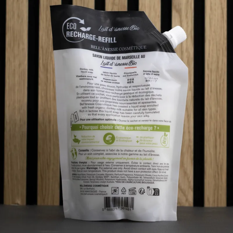 Savon liquide de Marseille 500mL enrichie au Lait d'ânesse Bio par Bell'ânesse en Provence