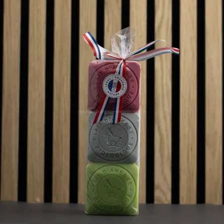 Pack de 3 Savons carré au Lait d'ânesse Bio Parfumé par Bell'ânesse en Provence