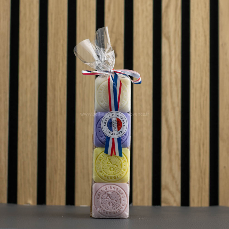 Pack de 4 Savon 30 invité au Lait d'ânesse Bio parfumé par Bell'ânesse en Provence