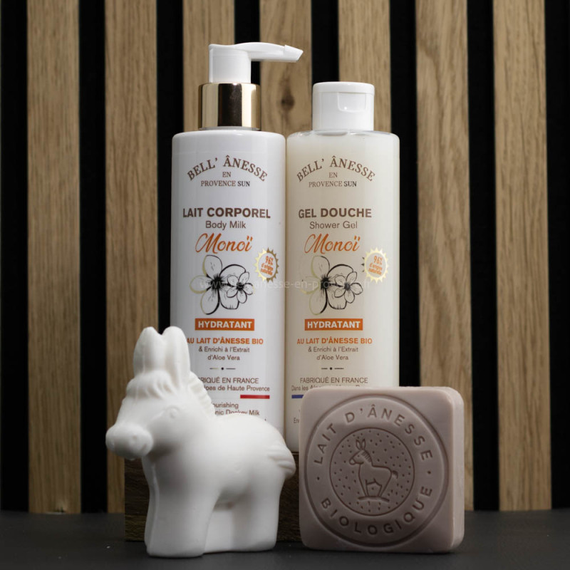 Coffret découverte lait d'ânesse bio et monoï par Bell'Ânesse en Provence