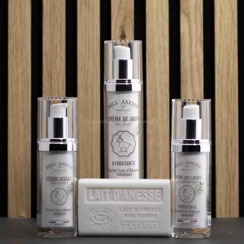 Coffret soin du visage au lait d'ânesse bio par bell'ânesse en Provence