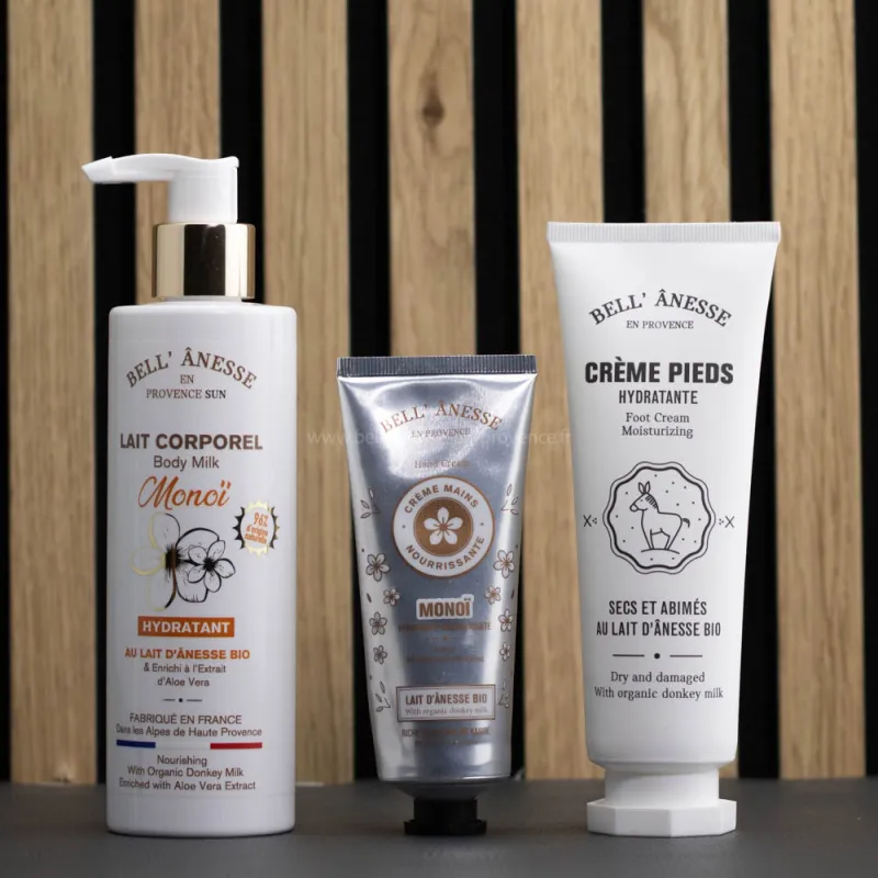 Coffret crème au lait d'ânesse bio et Monoï par Bell'ânesse en Provence