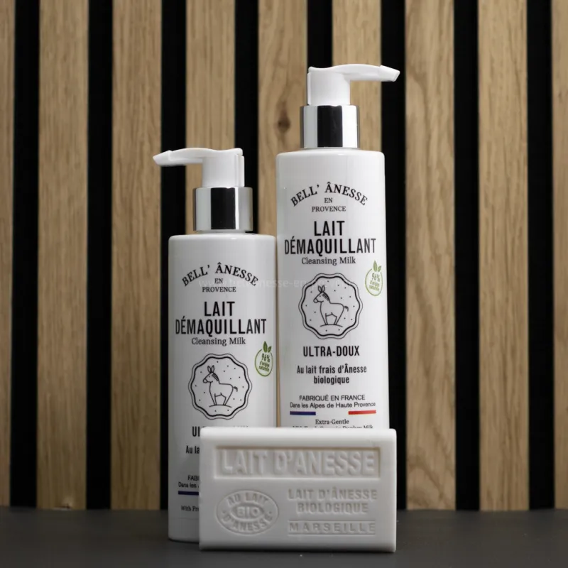 Coffret lait démaquillant au lait d'ânesse Bio par Bell Anesse en Provence