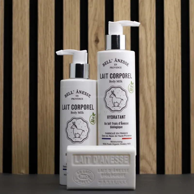 Coffret lait corporel au lait d'ânesse Bio par Bell Anesse en Provence