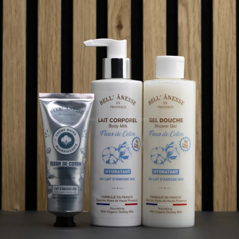 Coffret Douceur Fleur de Coton au lait d'ânesse bio par bell ânesse en Provence