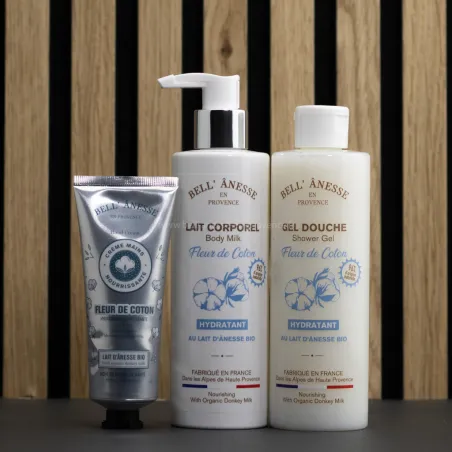 Coffret Douceur Fleur de Coton au lait d'ânesse bio par bell ânesse en Provence