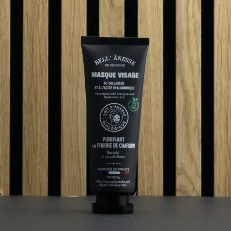 Masque visage au lait d'ânesse bio et poudre de charbon par bell'ânesse en Provence