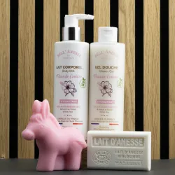 Coffret découverte fleur de cerisier au lait d'ânesse Bio par Bell Anesse en Provence